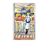RXNHGJDS August Macke Prints Painting Girl on a Balcony I Tegernsee Poster Expressionism Wall Art Famous Painting Reproductions For Living Room Home Decor50x30cm(20x12in) Frameless