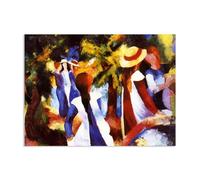RXNHGJDS August Macke Prints Painting Girl under Trees Poster Expressionism Wall Art Famous Painting Reproductions For Living Room Home Decor110x80cm(43x31in) Framed