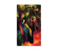 RXNHGJDS August Macke Prints Painting Sunny way Poster Expressionism Wall Art Famous Painting Reproductions For Living Room Home Decor120x70cm(47x28in) Framed