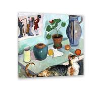 RXNHGJDS August Macke Prints Painting The Spirit of the House Cat Poster Expressionism Wall Art Famous Painting Reproductions For Living Room Home Decor30x30cm(12x12in) Framed