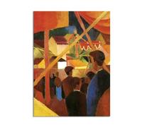 RXNHGJDS August Macke Prints Painting Tightrope Walker Poster Expressionism Wall Art Famous Painting Reproductions For Living Room Home Decor42x30cm(17x12in) Framed
