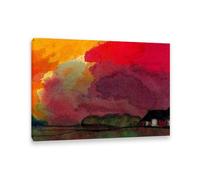 RXNHGJDS Emil Nolde Seascape Canvas Wall Art Farm Red Evening Expressionist Abstract Ocean Poster Emil Nolde Artwork Wall Decor for Living Room Bedroom Office Home Decor85x60cm(33x24in) Frame