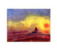 RXNHGJDS Emil Nolde Seascape Canvas Wall Art Sailors and the Sinking Sun Famous Artist Ocean Painting on Canvas Artwork Wall Decor for Living Room Bedroom Office Home Decor55x40cm(22x16in) Frameless