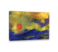 RXNHGJDS Emil Nolde Seascape Canvas Wall Art Sea and Red Sun Expressionist Abstract Ocean Poster Emil Nolde Artwork Wall Decor for Living Room Bedroom Office Home Decor100x70cm(33x28in) Frame