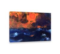 RXNHGJDS Emil Nolde Seascape Canvas Wall Art Sea with Red Sun Expressionist Abstract Ocean Poster Emil Nolde Artwork Wall Decor for Living Room Bedroom Office Home Decor110x80cm(43x31in) Frame