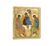 RXNHGJDS Gold frame Trinity Poster by Andrei Rublev Oil Painting Home Decor Canvas Wall Art Prints Giclee Painting Picture for Living Room Wall Religious85x70cm(33x27in)