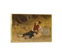 RXNHGJDS His Only Friend by Briton Riviere Paintings Realism Art Poster Briton Riviere Canvas Wall Art Print Ready to Hang for Living Room Decor42x30cm(17x12in) Gold frame