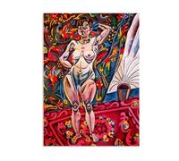 RXNHGJDS Joan Miró Wall Art Standing Nude Famous Art Prints Modern Artwork Abstract Joan Miro Surrealism Canvas Paintings for Living Room Bedroom Home Decoration70x50cm(28x20in) Framed