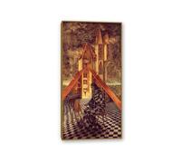 RXNHGJDS Remedios Varo Decor Prints Alchemy or the Useless Science Canvas Surrealism Wall Decor Remedios Varo Framed Wall Art for Living Room Bathroom Gift Ready to Hang100x50cm(40x20in) Teak frame
