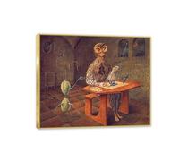 RXNHGJDS Remedios Varo Decor Prints Creation of the Birds Canvas Surrealism Wall Decor Remedios Varo Framed Wall Art for Living Room Bathroom Gift Ready to Hang70x60cm(28x24in) Gold frame