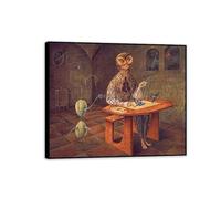 RXNHGJDS Remedios Varo Decor Prints Creation of the Birds Canvas Surrealism Wall Decor Remedios Varo Framed Wall Art for Living Room Bathroom Gift Ready to Hang48x40cm(19x16in) Black frame