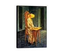 RXNHGJDS Remedios Varo Decor Prints Disturbing Presence Canvas Surrealism Wall Decor Remedios Varo Framed Wall Art for Living Room Bathroom Gift Ready to Hang55x40cm(22x16in) Black frame