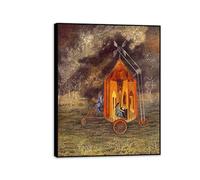 RXNHGJDS Remedios Varo Painting on Canvas Caravan Poster Remedios Varo Home Decor Surrealism Wall Art Picture for Living Room Bedroom Bathroom Wall Decor50x40cm(20x16in) Black frame
