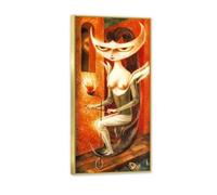 RXNHGJDS Remedios Varo Painting on Canvas Lady Godiva Poster Remedios Varo Home Decor Surrealism Wall Art Picture for Living Room Bedroom Bathroom Wall Decor80x40cm(32x16in) Gold frame