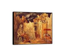 RXNHGJDS Remedios Varo Painting on Canvas Magic Flight or Zamfonia Poster Remedios Varo Home Decor Surrealism Wall Art Picture for Living Room Bedroom Bathroom Wall Decor35x30cm(14x12in) Black frame