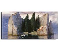 RXNHGJDS The Isle of the Dead by Arnold Böcklin Wall Decor Giclee Canvas Prints Wall Art Oil Paintings Reproduction Artwork Pictures for Home office Decorations60x30cm(24x12in) Frame