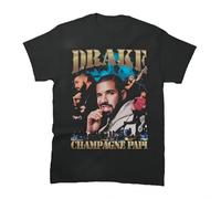 RXODXA Rapper-Drake-T-Shirt-Men-Women-Fashion-T-Shirts-Cotton-Tshirt-Hip-Hop-Tops-Tees Black