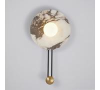 RXPVUXE 11.4 Inch Nordic Style Stone Wall Lamp, Natural Marble Wall Sconce with Globe Glass Shade, Black Metal Base Hardwired Indoor Wall Lights for Living Room Bedroom Hallway Dining Room(White)