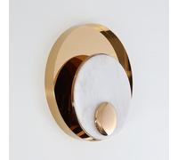 RXPVUXE 11.8 Inch Nordic Style Stone Wall Lamp, Natural Marble Wall Light Fixture, Mid Century Modern Wall Sconces, Metal Base Hardwired Indoor Wall Lights for Living Room Bedroom Hallway(White)