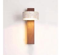 RXPVUXE 180° Rotating Bedside Reading Lamp Wooden Wall Mount Reading Light Rectangle Wood LED Wall Sconce Acrylic Shade, Adjustable Cylindrical Yellow Travertine Art Wall Light, 9W, 3000K