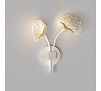 RXPVUXE 2-light Modern LED Wall Sconce Creative Ginkgo Leaf Acrylic Wall Light Fixture 12W Aluminum Bedside Wall Mount Lamp, 3 Color Mode Minimalist Art Lighting Fixture for Bedroom Hallway