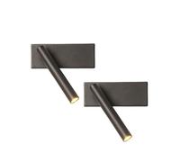 RXPVUXE 2 Pack LED Wall Sconce, Modern Wall Mount Reading Light 350° Rotating Bedside Reading Spotlight, 5W 3000K Aluminum Hardwired Wall Lamp Adjustable Headboard Lighting, Black/White