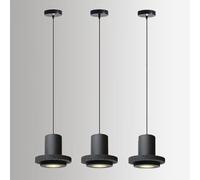 RXPVUXE 3 Pack Retro Stone Pendant Light, Black Cave Stone Hanging Ceiling Lamp Wabi Sabi 9W Cob LED Kitchen Island Lighting 3000K, Height Adjustable Japanese Cylinder Dinning Room Long Chandelier
