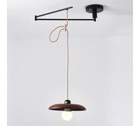 RXPVUXE Adjustable Swing Arm Pendant Light Fixture Rustic Wood Hanging Ceiling Lamp Black Farmhouse Long Arm Chandelier Modern Kitchen Island Lighting for Dinning Room Restaurant