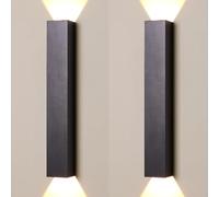 RXPVUXE Black Long Wall Sconce Modern LED Linear Wall Lamp Rectangle Up Down Porch Wall Light 6W 3000K Indoor Hardwired Aluminum Long Strip Wall Sconces For Bedroom Hallway Living Room Stairs