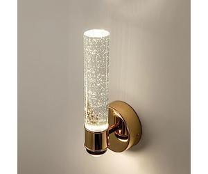 RXPVUXE Bubble Crystal Wall Sconce Gold Bathroom Vanity Light LED Long Tube Wall Lamp Up Down Aluminum Wall Sconces, 10W 4000K Modern Vintage Home Decor Lighting Fixture For Bedroom Hallway