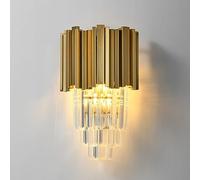 RXPVUXE Chic Crystal Prism Wall Sconce, Gold Metal Hardwired Wall Light Fixture, Mid Century Bedside Wall Lamp, E14 Contemporary Home Decor Sconces for Bedroom Living Dinning Room