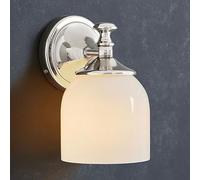 RXPVUXE Chrome Vanity Light Modern Hardwired Iron Wall Sconce with Milk White Glass Shade, Vintage Bathroom Lighting Fixture Over Mirror, Farmhouse E27 Home Decor Lighting Fixture for Hallway