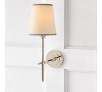 RXPVUXE Chrome Wall Sconce with Linen Fabric Shade, Mid Century Modern Brass Wall Lamp, Elegant Single Vanity Wall Light, Classic Hardwired Indoor Wall Light for Bedroom Living Room Hallway
