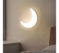 RXPVUXE Dimmable Crescent Lamp Kids Room Wall Light Fixture Modern White Moon Wall Sconce For Bedroom, 20W Modern LED Wall Mount Lamp Baby Girls Bedside Nursery Decor Lighting Fixture PE Shade
