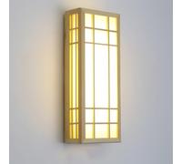 RXPVUXE Japanese Style Wood Wall Sconce Nordic LED Wall Light Scandinavian Home Decor Lighting Fixture 12W 3000K, Rectangle Solid Wood Wall Lamp for Bedroom Bedside Living Toom Aisle