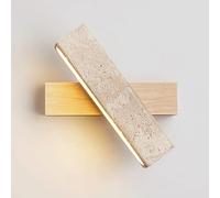 RXPVUXE LED Wall Mount Reading Light Rotatable Wood Wall Sconce Rectangle Yellow Travertine Wall Mount Lamp, Adjustable Bedside Reading Lamp Wabi Sabi Art Sconces Retro Modern Solid Wood Lighting