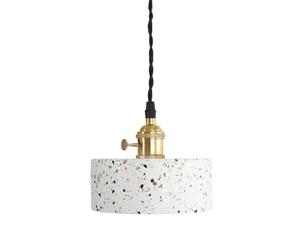 RXPVUXE Mini Cylindrical Cement Pendant Light Retro Industrial Terrazzo Chandelier Adjustable Kitchen Island Lighting with Rotary Switch Brass Cup, Nordic 6in Dinning Hanging Ceiling Lamp