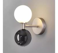 RXPVUXE Modern Black Marble Wall Sconce Light, Double Sphere G9 Socket Wall Lamp with White Glass Shade, Metal Brushed Base, Contemporary Bedroom Bedside Vanity Lighting - Bulb Not Included