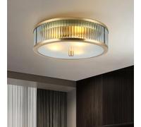 RXPVUXE Modern Brass Flush Mount Ceiling Light Clear Glass Tube Close To Ceiling Light Fixtures With Frosted Glass Shade, E27 Vintage Chandelier for Living Room Entryway Bedroom, 13"/17"