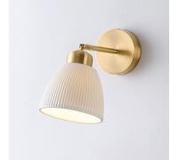 RXPVUXE Modern Brushed Brass Wall Sconce Adjustable Bedside Wall Mount Lamp with Ceramics Shade, Gold Vintage Wall Light Fixture Wabi Sabi Copper Wall Sconces for Bedroom Bathroom Hallway, E27