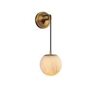 RXPVUXE Modern Gold Globe Wall Sconce with Marble Shade, Adjustable Hanging Wall Lamp, Brushed Brass Wall Mounted Light, Home Decor Art Wall Lighting Fixture for Bedside Bedroom Living Room