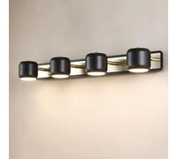 RXPVUXE Modern LED Bathroom Light Fixture, Minimalist Vanity Lights Fixtures Over Mirror, Adjustable and Rotatable Lamp Head, 3000K Warm Light for Living Room Hallway Bedroom(Black,4-Lights)