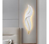 RXPVUXE Modern Resin Feather Wall Sconce 3 Color Temperature LED Wall Lamp White Elegant Art 3000K-6000K Wall Light Fixture for Bedroom Living Room Hallway Corridor, 25.5inch/35.5inch