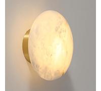 RXPVUXE Modern Round Alabaster Natural Marble Wall Sconce, 3000K Warm Light