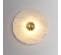 RXPVUXE Modern Round Alabaster Wall Sconce, Natural Marble LED Wall Light Fixtures, Mid Century Stone Wall Mount Lamp, Hardwired Indoor Wall Lamp for Living Room Bedroom Hallway Stairs