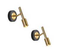 RXPVUXE Modern Wall Sconce Set of 2, LED Adjustable Wall Mounted Reading Light, Black and Gold Spotlight Indoor Accent Lighting, Aluminum Industrial Hardwire Wall Lights for Bedroom Hallway 3000K