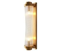 RXPVUXE Modern Wall Sconce with Clear Glass Rod, 2-Light Gold Bathroom Vanity Lights, Elegant Cylindrical Wall Lighting Fixture, Hardwired Wall Mounted Light for Bedroom Living Room Hallway