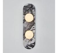 RXPVUXE Natural Marble Wall Lamp with Glass Globe Shade, 2-Lights Modern Hardwired Wall Light Fixtures, Bathroom Vanity Wall Sconce Lighting for Bedroom Living Room Dining Room Hallway(B)