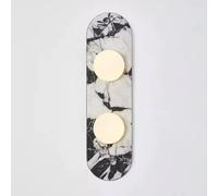 RXPVUXE Natural Marble Wall Lamp with Glass Globe Shade, 2-Lights Modern Hardwired Wall Light Fixtures, Bathroom Vanity Wall Sconce Lighting for Bedroom Living Room Dining Room Hallway(D)