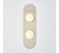 RXPVUXE Natural Marble Wall Lamp with Glass Globe Shade, 2-Lights Modern Hardwired Wall Light Fixtures, Bathroom Vanity Wall Sconce Lighting for Bedroom Living Room Dining Room Hallway(C)